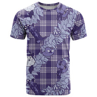 Purple Palaka Hawaii Cowboy Christmas T Shirt Paniolo Mix Maile Lei LT7 Purple - Polynesian Pride