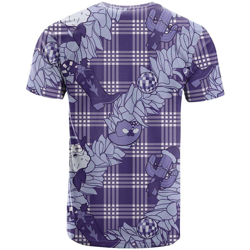 Purple Palaka Hawaii Cowboy Christmas T Shirt Paniolo Mix Maile Lei LT7 - Polynesian Pride