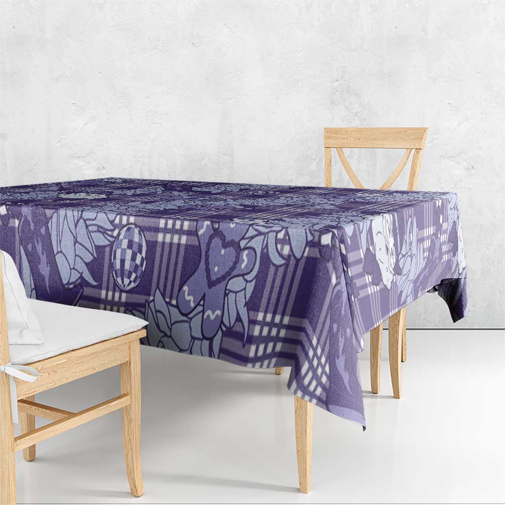 Purple Palaka Hawaii Cowboy Christmas Tablecloth Paniolo Mix Maile Lei LT7 - Polynesian Pride