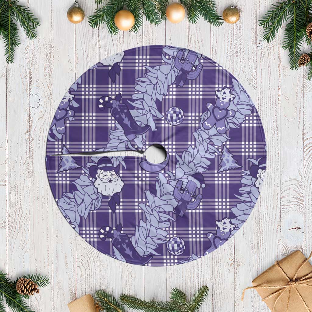 Purple Palaka Hawaii Cowboy Christmas Tree Skirt Paniolo Mix Maile Lei LT7 Casual Purple - Polynesian Pride