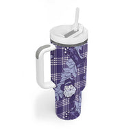 Purple Palaka Hawaii Cowboy Christmas Tumbler With Handle Paniolo Mix Maile Lei LT7 - Polynesian Pride