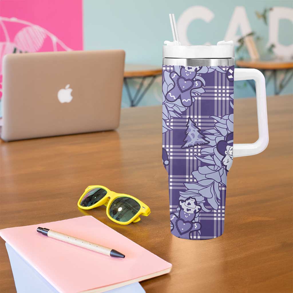 Purple Palaka Hawaii Cowboy Christmas Tumbler With Handle Paniolo Mix Maile Lei LT7 - Polynesian Pride