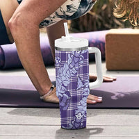 Purple Palaka Hawaii Cowboy Christmas Tumbler With Handle Paniolo Mix Maile Lei LT7 - Polynesian Pride
