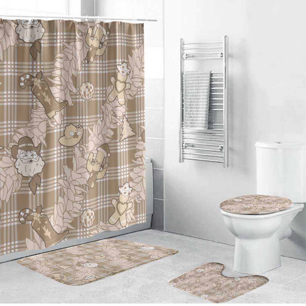 Khaki Palaka Hawaii Cowboy Christmas Bathroom Set Paniolo Mix Maile Lei LT7 Bathroom Set (4 pcs) Beige - Polynesian Pride