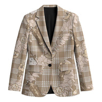 Khaki Palaka Hawaii Cowboy Christmas Blazer Paniolo Mix Maile Lei LT7 Unisex Beige - Polynesian Pride