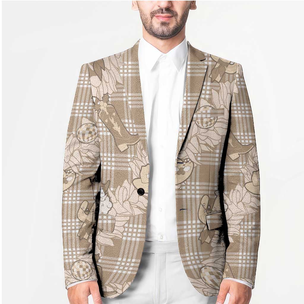 Khaki Palaka Hawaii Cowboy Christmas Blazer Paniolo Mix Maile Lei LT7 - Polynesian Pride