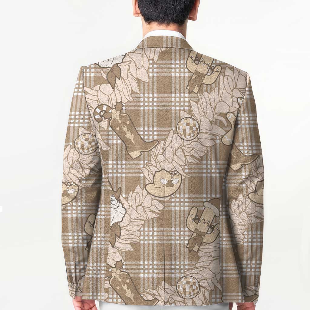Khaki Palaka Hawaii Cowboy Christmas Blazer Paniolo Mix Maile Lei LT7 - Polynesian Pride