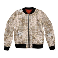 Khaki Palaka Hawaii Cowboy Christmas Bomber Jacket Paniolo Mix Maile Lei LT7 Unisex Beige - Polynesian Pride