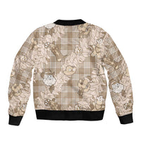 Khaki Palaka Hawaii Cowboy Christmas Bomber Jacket Paniolo Mix Maile Lei LT7 - Polynesian Pride