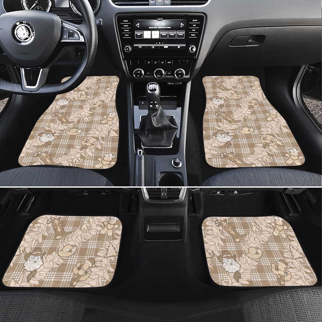Khaki Palaka Hawaii Cowboy Christmas Car Mats Paniolo Mix Maile Lei LT7 Set 4pcs Beige - Polynesian Pride