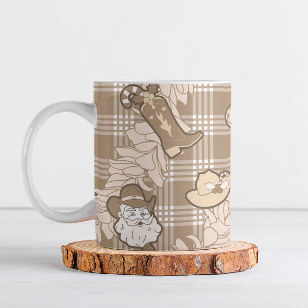 Khaki Palaka Hawaii Cowboy Christmas Ceramic Mug Paniolo Mix Maile Lei LT7 Beige - Polynesian Pride