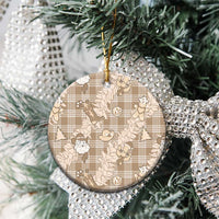 Khaki Palaka Hawaii Cowboy Christmas Ceramic Ornament Paniolo Mix Maile Lei LT7 - Polynesian Pride