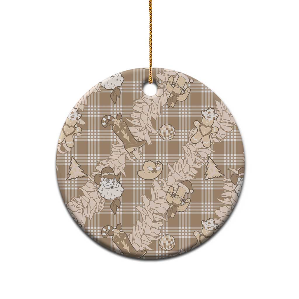 Khaki Palaka Hawaii Cowboy Christmas Ceramic Ornament Paniolo Mix Maile Lei LT7 - Polynesian Pride