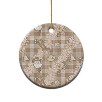 Khaki Palaka Hawaii Cowboy Christmas Ceramic Ornament Paniolo Mix Maile Lei LT7 - Polynesian Pride