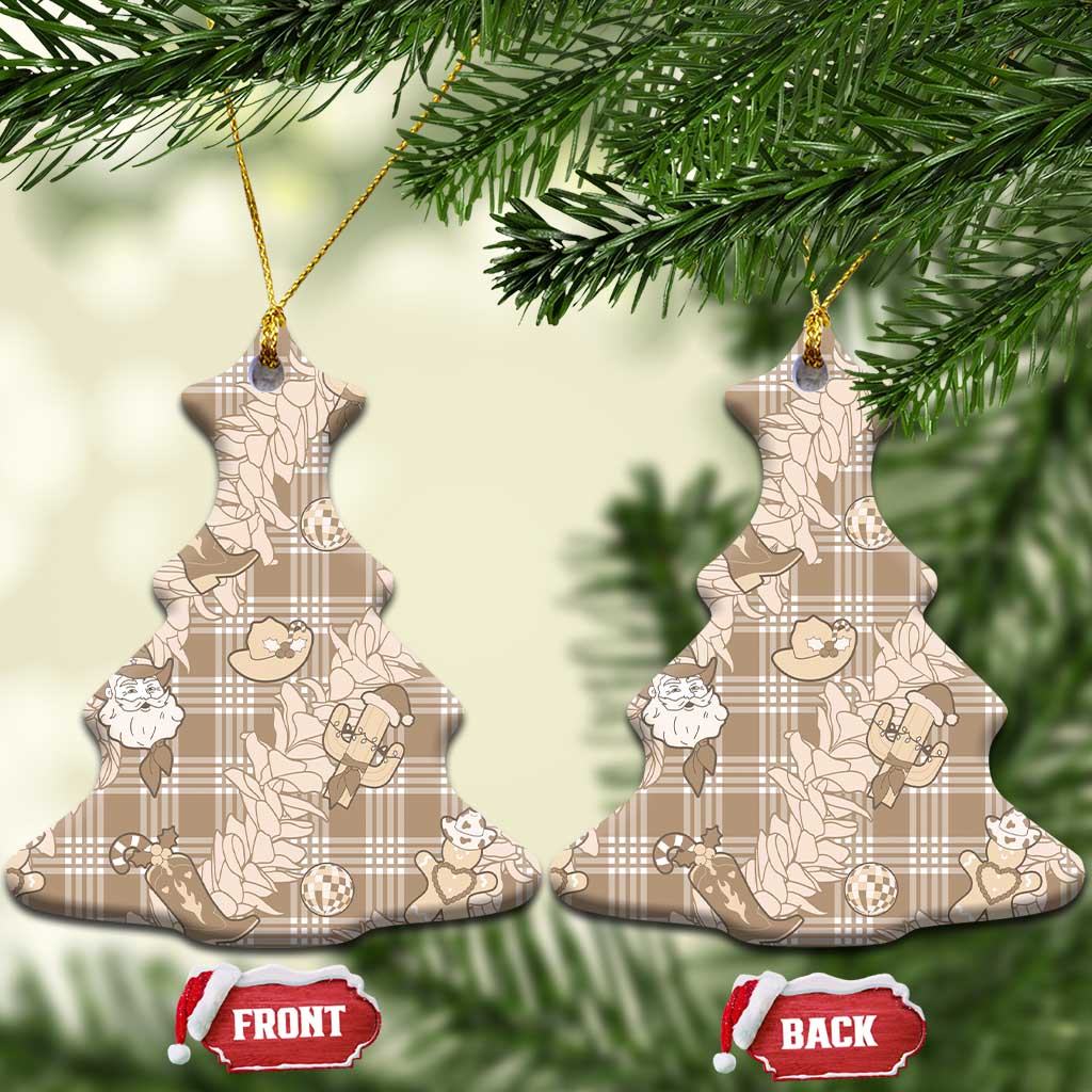 Khaki Palaka Hawaii Cowboy Christmas Ceramic Ornament Paniolo Mix Maile Lei LT7 Christmas Tree Beige - Polynesian Pride