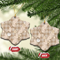 Khaki Palaka Hawaii Cowboy Christmas Ceramic Ornament Paniolo Mix Maile Lei LT7 Snow Flake Beige - Polynesian Pride