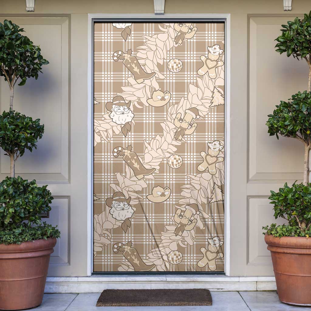 Khaki Palaka Hawaii Cowboy Christmas Door Cover Paniolo Mix Maile Lei LT7 Beige - Polynesian Pride