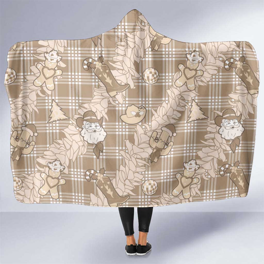 Khaki Palaka Hawaii Cowboy Christmas Hooded Blanket Paniolo Mix Maile Lei LT7 One Size Beige - Polynesian Pride
