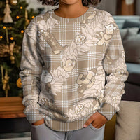 Khaki Palaka Hawaii Cowboy Christmas Kid Ugly Christmas Sweater Paniolo Mix Maile Lei LT7 - Polynesian Pride