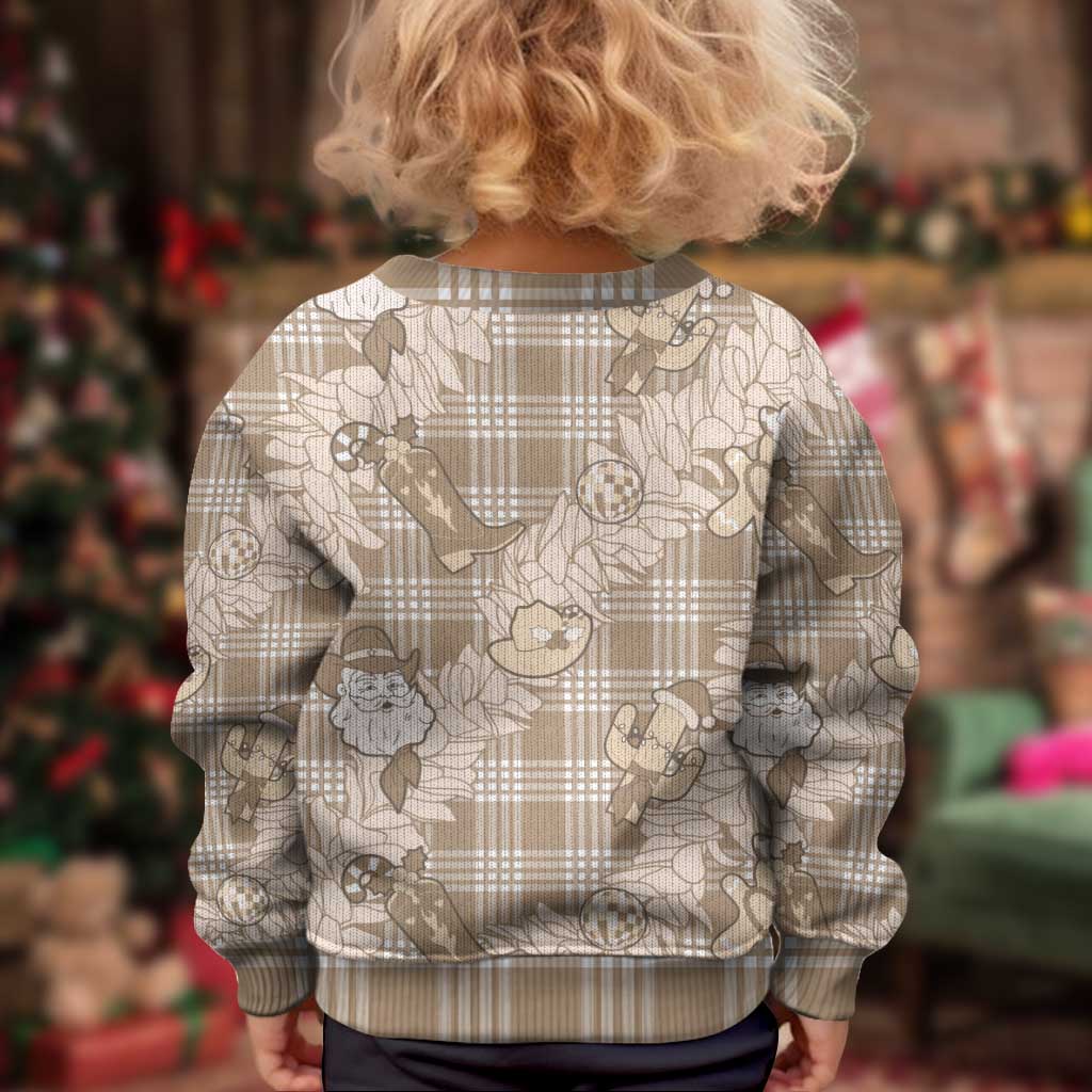 Khaki Palaka Hawaii Cowboy Christmas Kid Ugly Christmas Sweater Paniolo Mix Maile Lei LT7 - Polynesian Pride