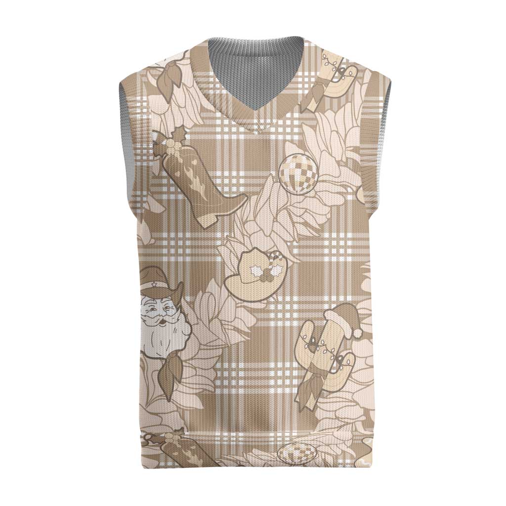 Khaki Palaka Hawaii Cowboy Christmas Knitted V-Neck Vest Paniolo Mix Maile Lei LT7 Beige - Polynesian Pride