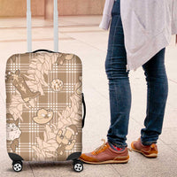 Khaki Palaka Hawaii Cowboy Christmas Luggage Cover Paniolo Mix Maile Lei LT7 Beige - Polynesian Pride