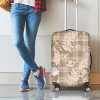 Khaki Palaka Hawaii Cowboy Christmas Luggage Cover Paniolo Mix Maile Lei LT7 - Polynesian Pride