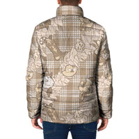 Khaki Palaka Hawaii Cowboy Christmas Padded Jacket Paniolo Mix Maile Lei LT7 - Polynesian Pride