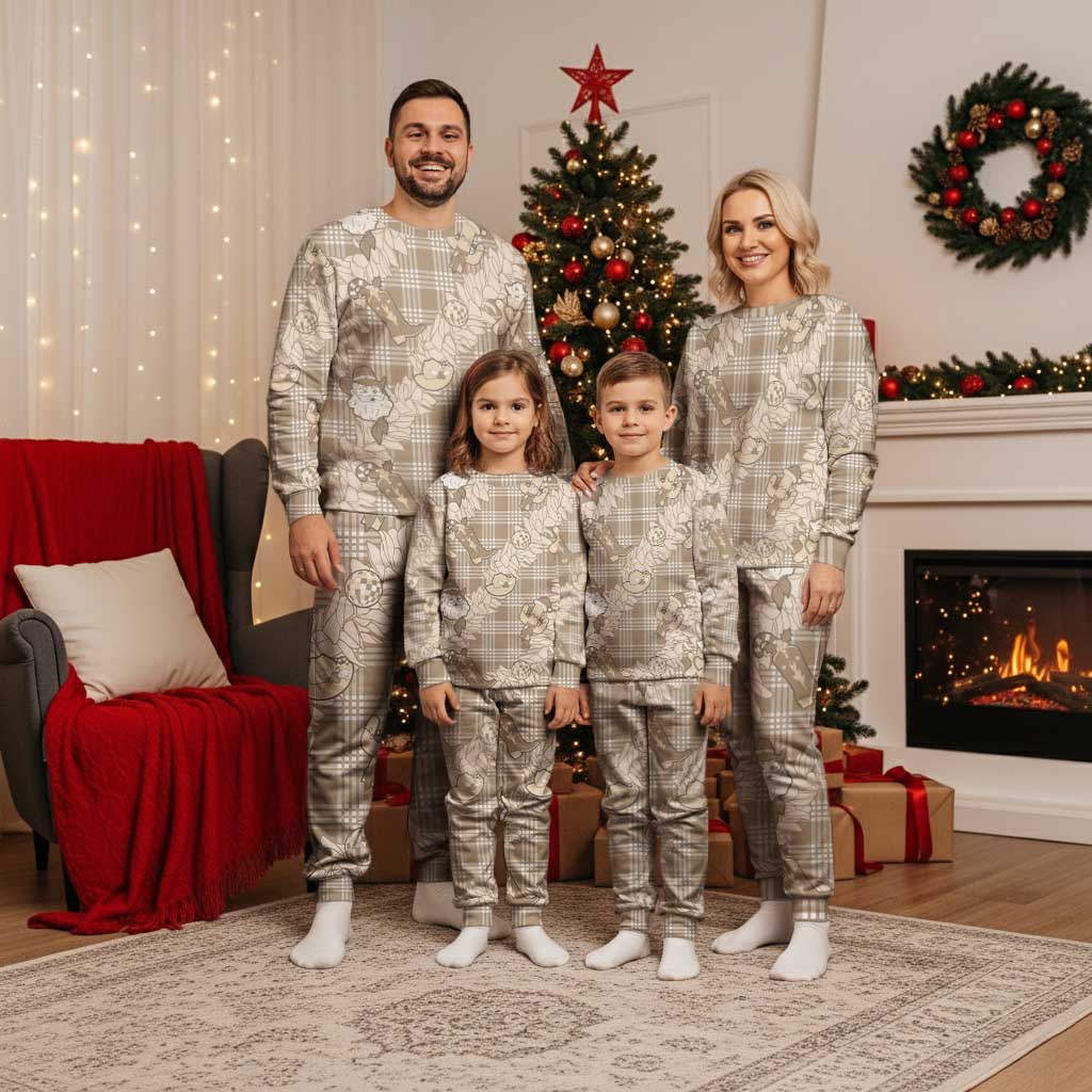 Khaki Palaka Hawaii Cowboy Christmas Pajama Set Paniolo Mix Maile Lei LT7 - Polynesian Pride