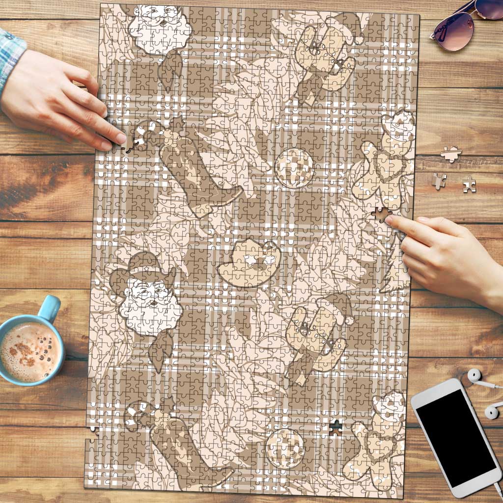 Khaki Palaka Hawaii Cowboy Christmas Puzzle Paniolo Mix Maile Lei LT7 Beige - Polynesian Pride