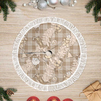 Khaki Palaka Hawaii Cowboy Christmas Tree Skirt Paniolo Mix Maile Lei LT7 Fringed Beige - Polynesian Pride