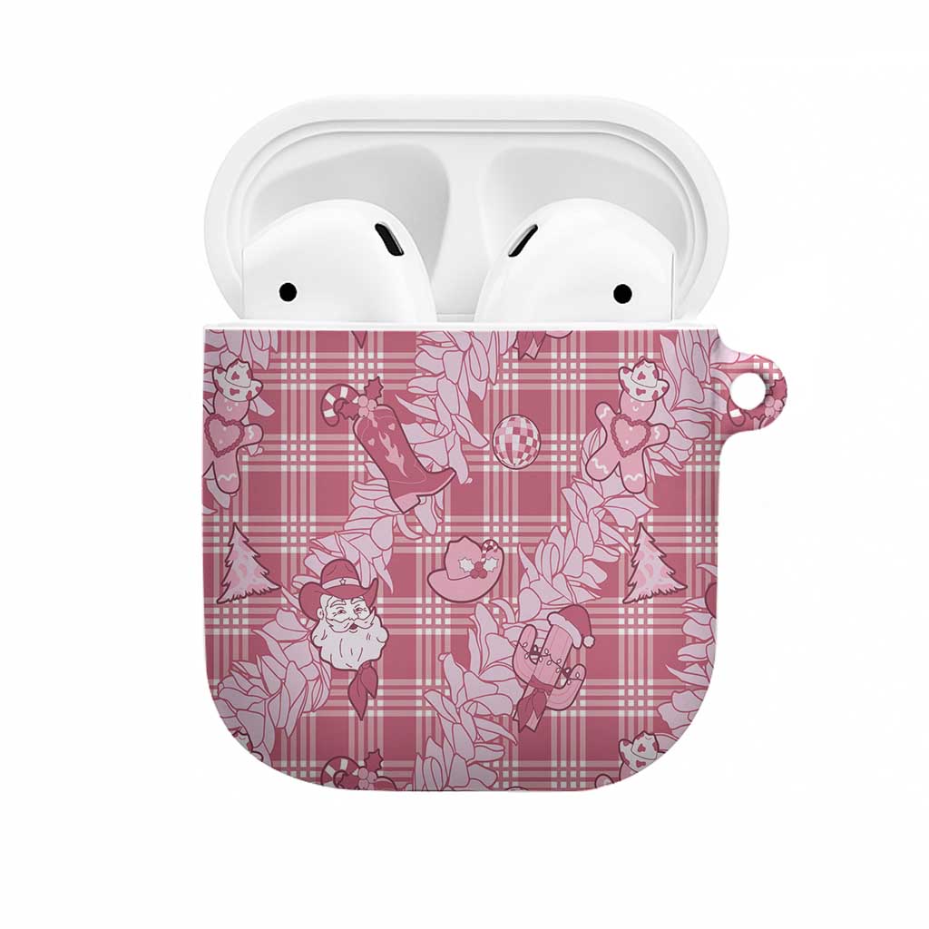 Pink Palaka Hawaii Cowboy Christmas AirPods Case Paniolo Mix Maile Lei LT7 Pink - Polynesian Pride