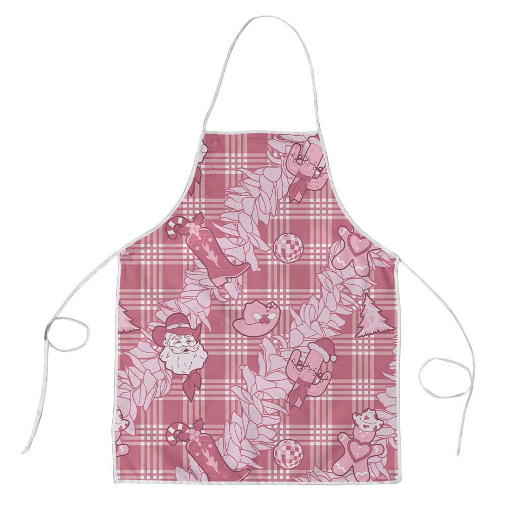 Pink Palaka Hawaii Cowboy Christmas Apron Paniolo Mix Maile Lei LT7 Pink - Polynesian Pride