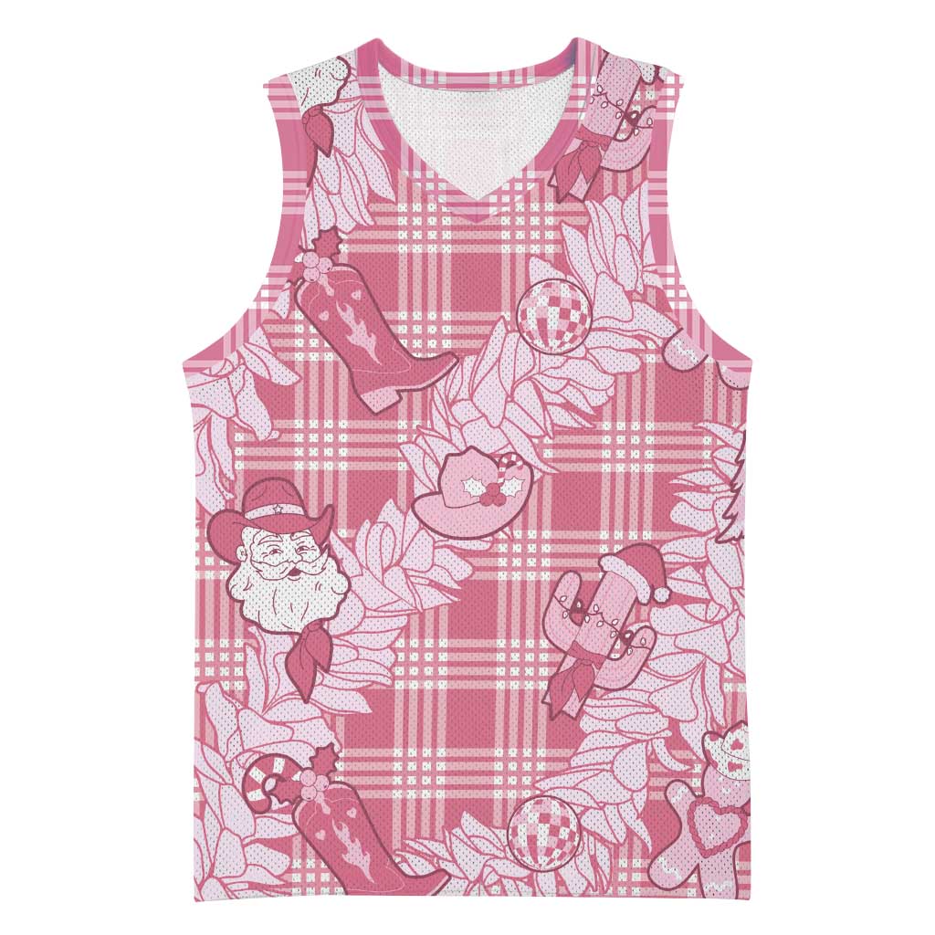 Pink Palaka Hawaii Cowboy Christmas Basketball Jersey Paniolo Mix Maile Lei LT7 Unisex Pink - Polynesian Pride