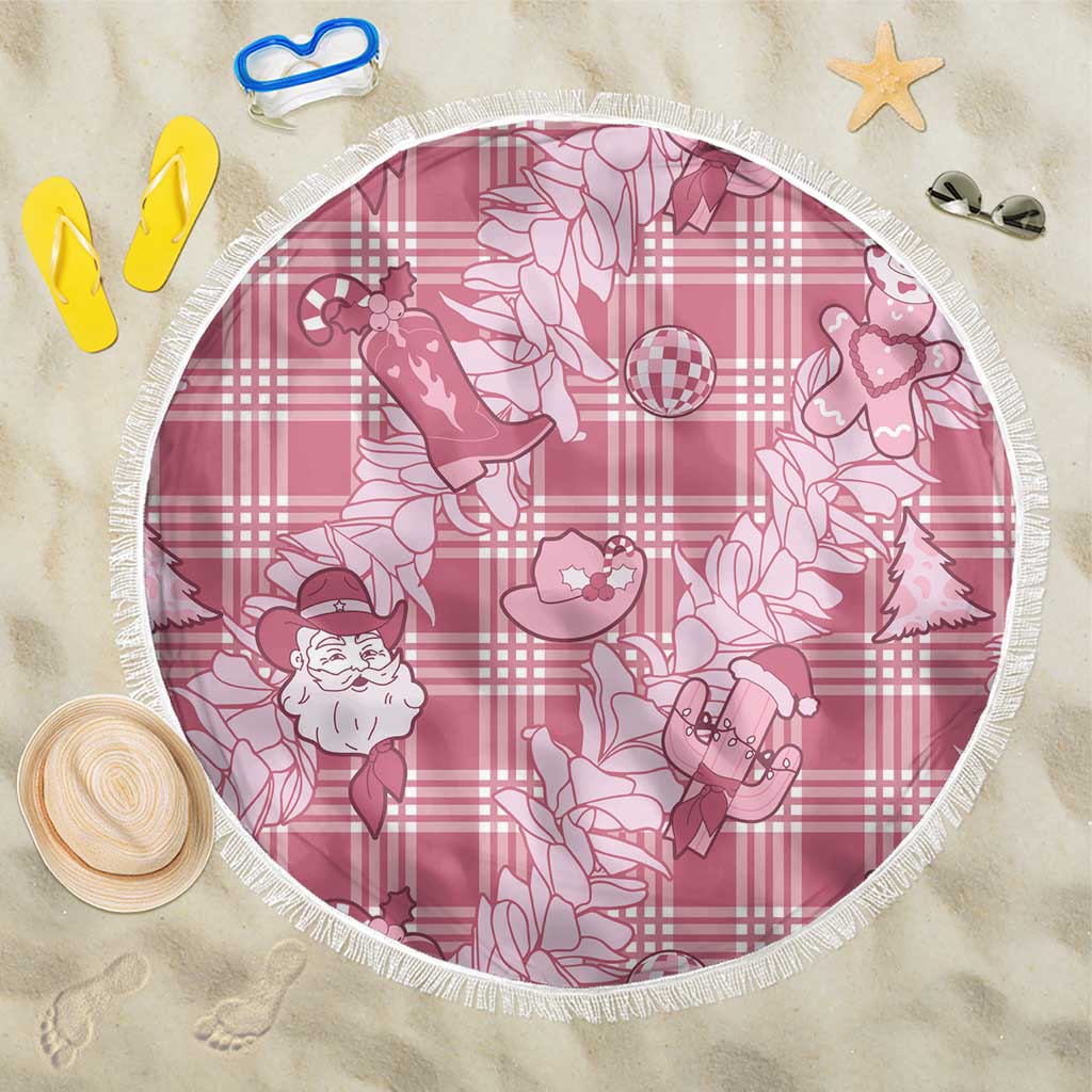 Pink Palaka Hawaii Cowboy Christmas Beach Blanket Paniolo Mix Maile Lei LT7 One Size 150cm Pink - Polynesian Pride