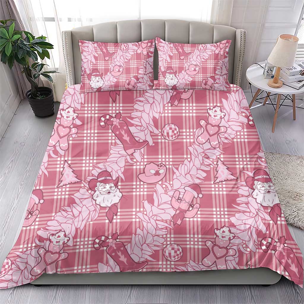 Pink Palaka Hawaii Cowboy Christmas Bedding Set Paniolo Mix Maile Lei LT7 - Polynesian Pride