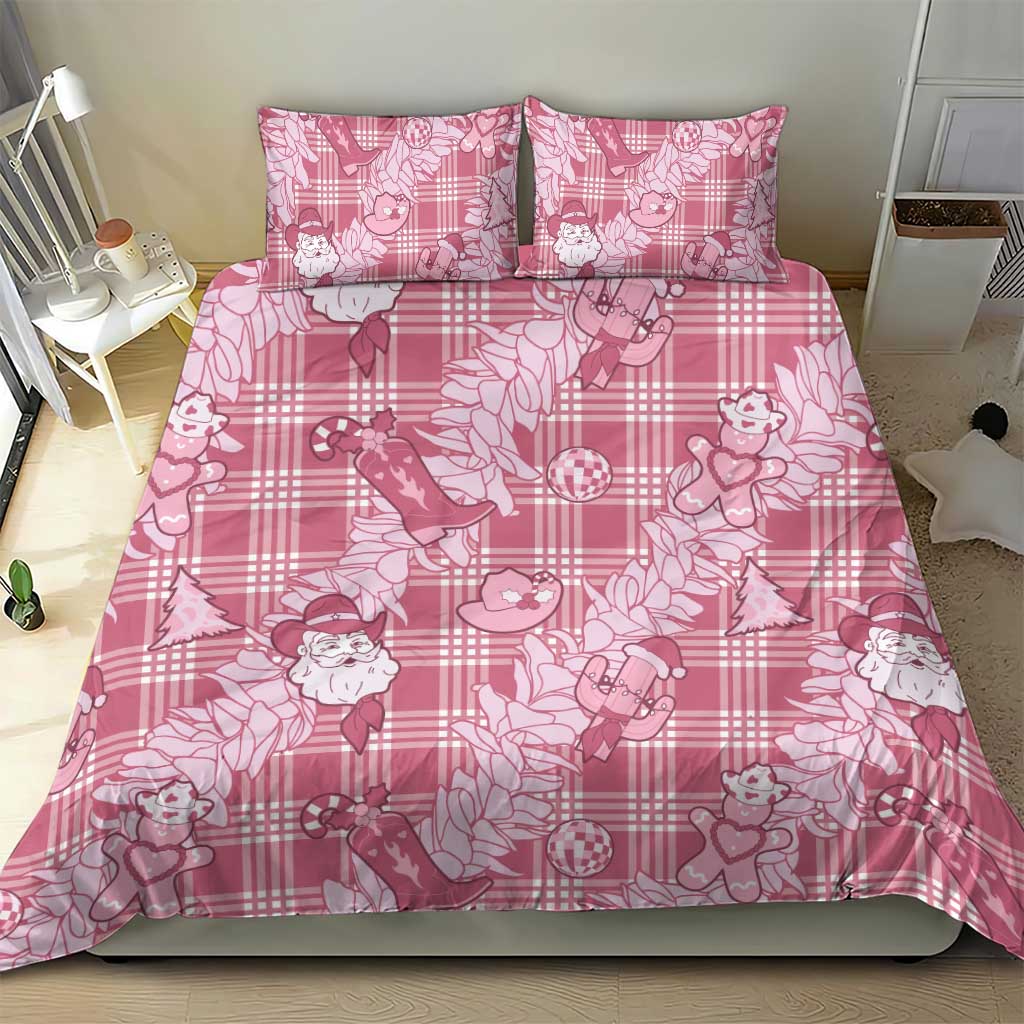 Pink Palaka Hawaii Cowboy Christmas Bedding Set Paniolo Mix Maile Lei LT7 - Polynesian Pride