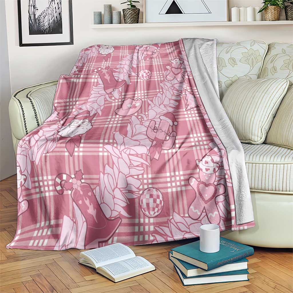 Pink Palaka Hawaii Cowboy Christmas Blanket Paniolo Mix Maile Lei LT7 Pink - Polynesian Pride
