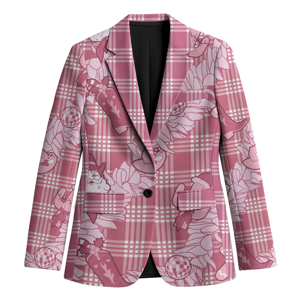 Pink Palaka Hawaii Cowboy Christmas Blazer Paniolo Mix Maile Lei LT7 Unisex Pink - Polynesian Pride