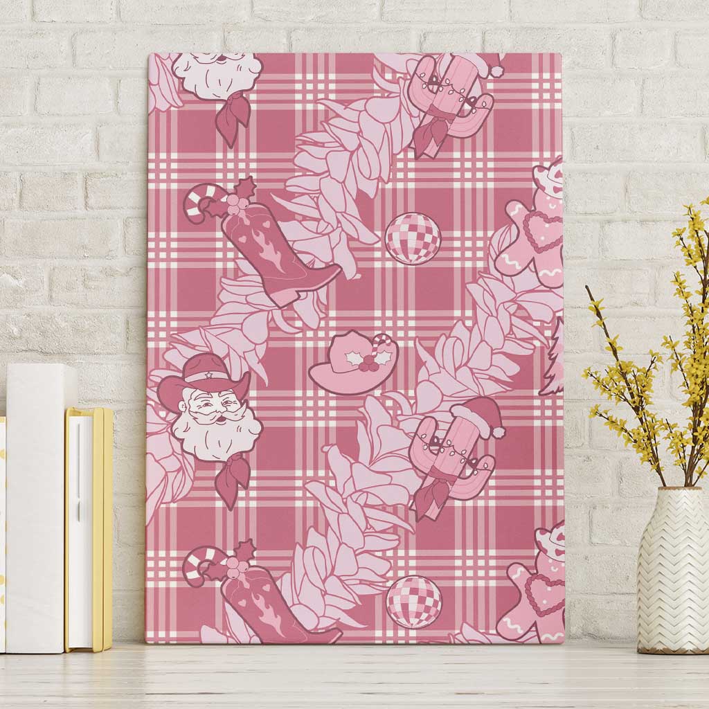 Pink Palaka Hawaii Cowboy Christmas Canvas Wall Art Paniolo Mix Maile Lei LT7 Without Frame Pink - Polynesian Pride