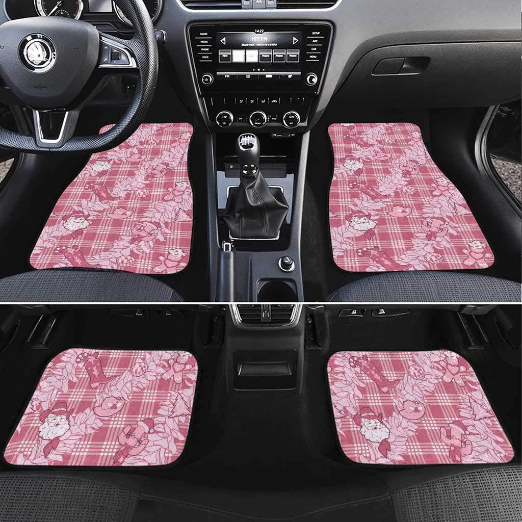 Pink Palaka Hawaii Cowboy Christmas Car Mats Paniolo Mix Maile Lei LT7 Set 4pcs Pink - Polynesian Pride