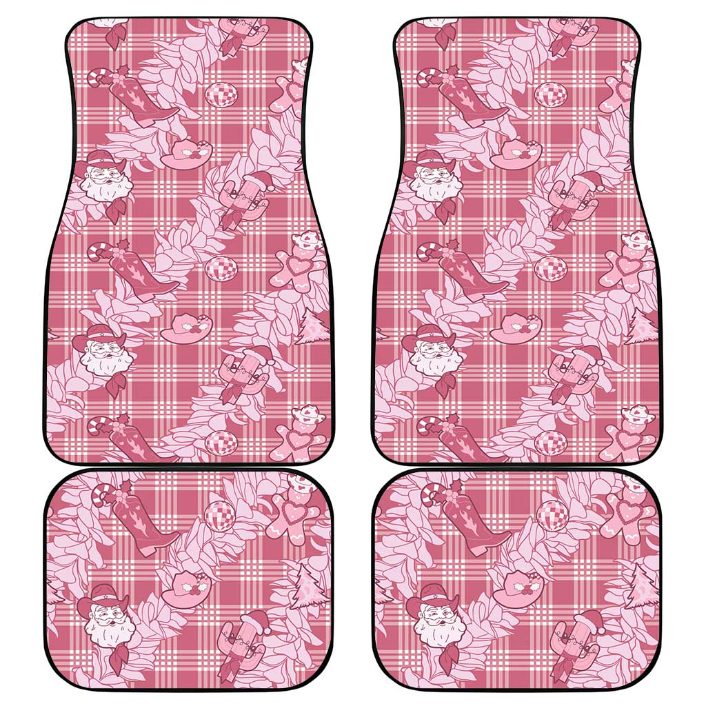 Pink Palaka Hawaii Cowboy Christmas Car Mats Paniolo Mix Maile Lei LT7 - Polynesian Pride