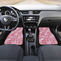 Pink Palaka Hawaii Cowboy Christmas Car Mats Paniolo Mix Maile Lei LT7 Set 2pcs - Front Pink - Polynesian Pride