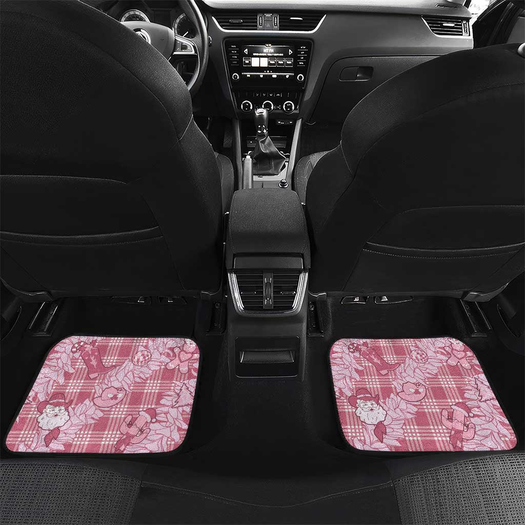 Pink Palaka Hawaii Cowboy Christmas Car Mats Paniolo Mix Maile Lei LT7 Set 2pcs - Back Pink - Polynesian Pride