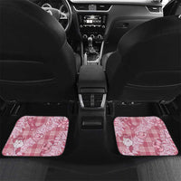 Pink Palaka Hawaii Cowboy Christmas Car Mats Paniolo Mix Maile Lei LT7 Set 2pcs - Back Pink - Polynesian Pride