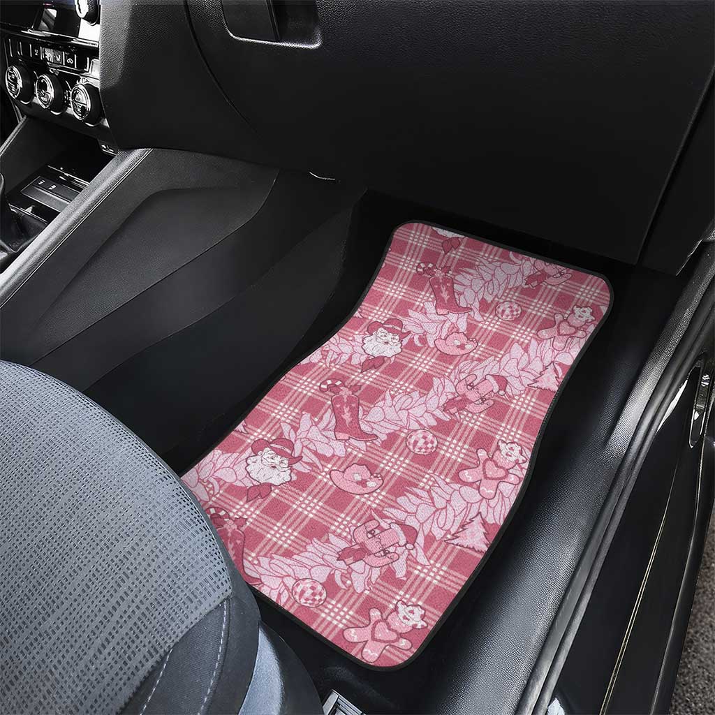 Pink Palaka Hawaii Cowboy Christmas Car Mats Paniolo Mix Maile Lei LT7 - Polynesian Pride