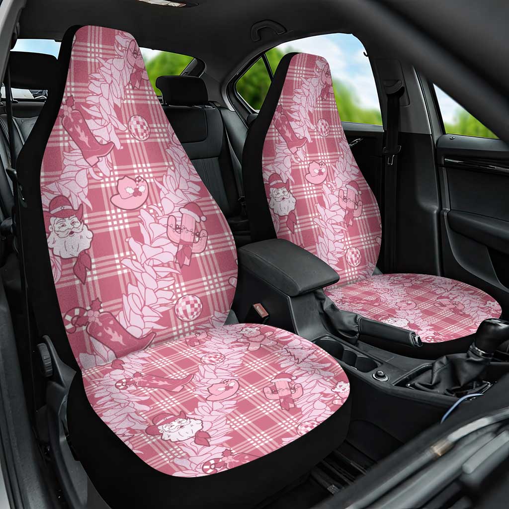Pink Palaka Hawaii Cowboy Christmas Car Seat Cover Paniolo Mix Maile Lei LT7 One Size Pink - Polynesian Pride