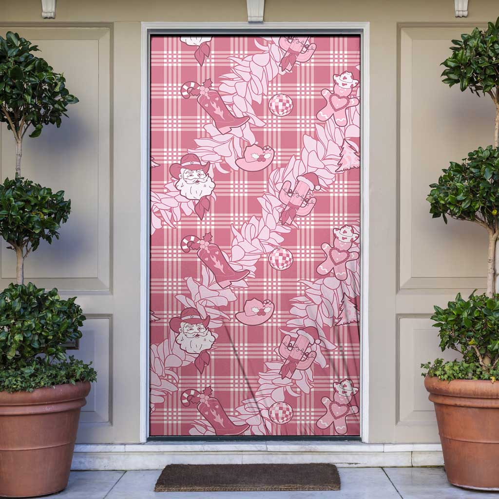 Pink Palaka Hawaii Cowboy Christmas Door Cover Paniolo Mix Maile Lei LT7 Pink - Polynesian Pride
