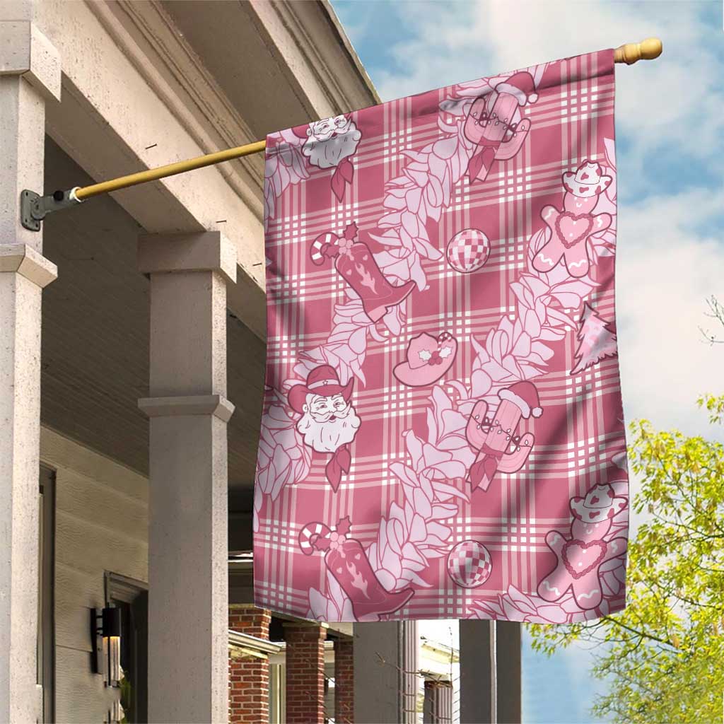 Pink Palaka Hawaii Cowboy Christmas Garden Flag Paniolo Mix Maile Lei LT7 House Flag Pink - Polynesian Pride