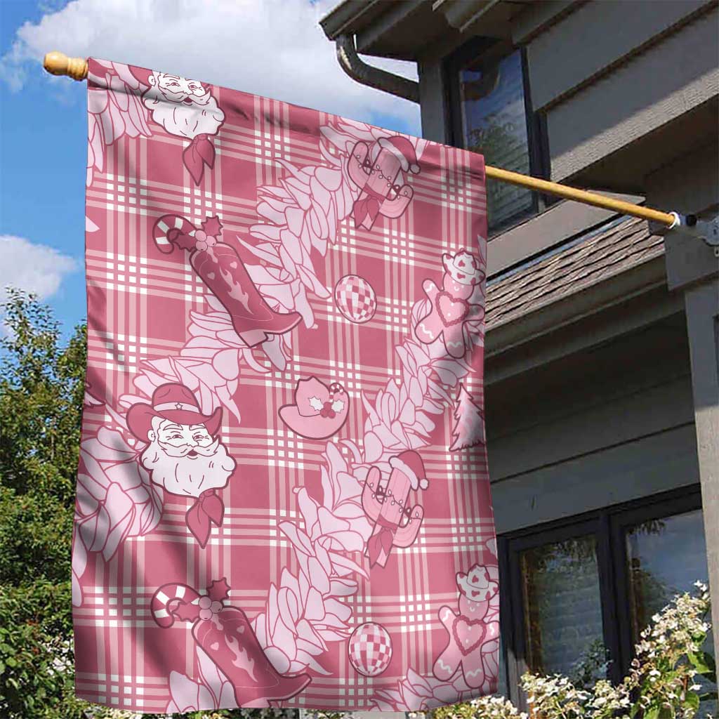 Pink Palaka Hawaii Cowboy Christmas Garden Flag Paniolo Mix Maile Lei LT7 - Polynesian Pride